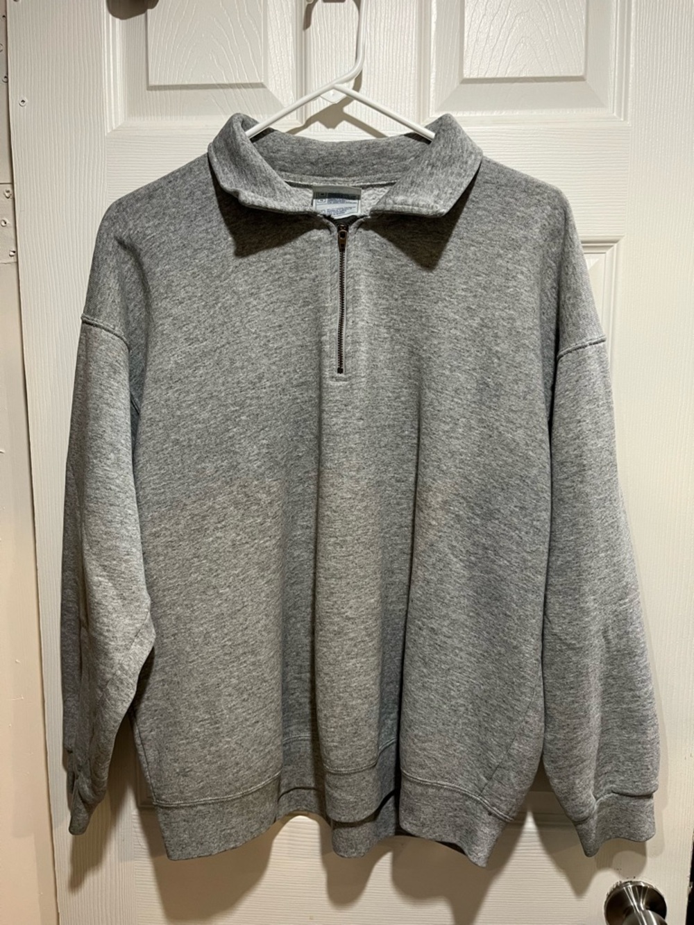 Vintage Fruit of the Loom Men's Heather Gray Quarter-Zip Pullover